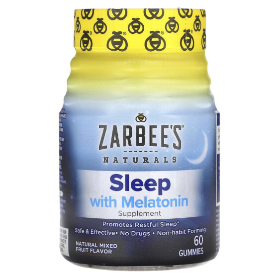 БАД для сна с мелатонином, натуральные фруктовые жевательные конфеты, 60 шт - Zarbee's