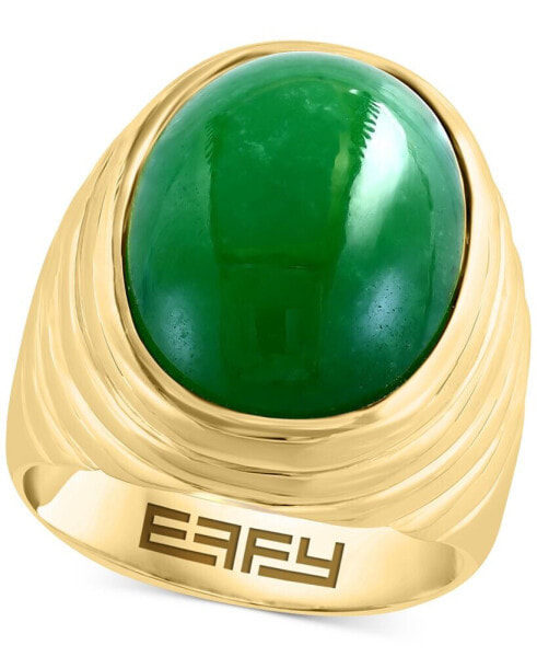 EFFY® Men's Dyed Jade Cabochon Ring in Gold-Plated Sterling Silver