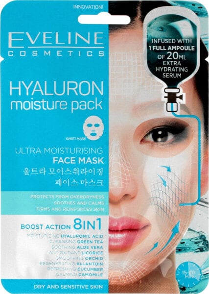 Eveline Maseczka do twarzy Hyaluron Moisture Pack Ultra Moisturising Face Mask ultranawilżająca