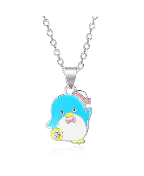 Sanrio Silver Plated and Clear Crystal Tuxedo Sam Pendant - 18'' Chain, Officially Licensed Authentic