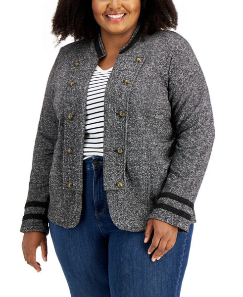 Plus Size Military Band Jacket