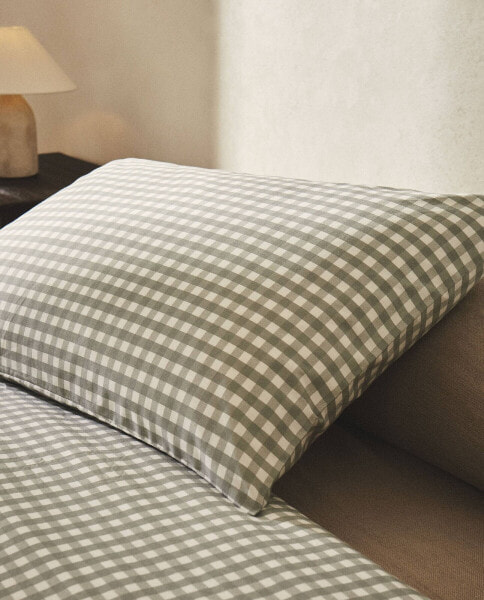 Cotton check pillowcase