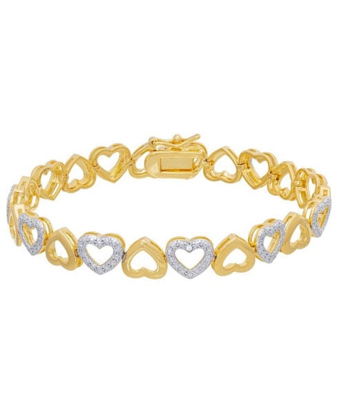 Diamond Accent Open Heart Link Bracelet