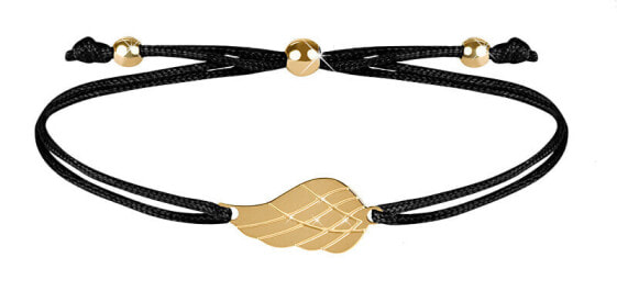 Corded bracelet with angel wing black / gold