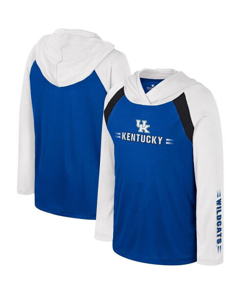 Big Boys Royal Kentucky Wildcats Eddie Multi-Hit Raglan Long Sleeve Hoodie T-shirt