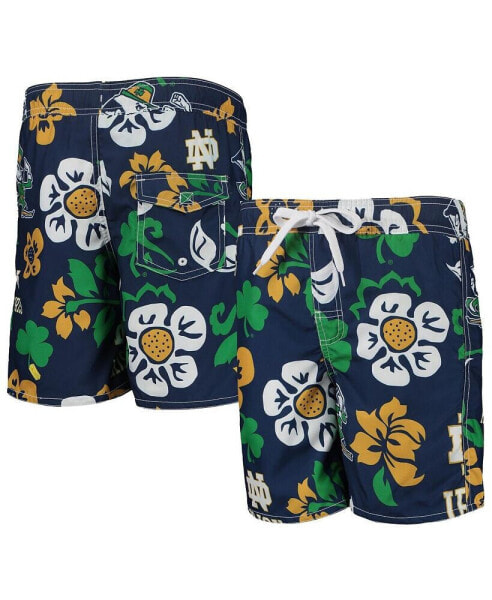 Big Boys and Girls Navy Notre Dame Fighting Irish Floral Volley Swim Trunks