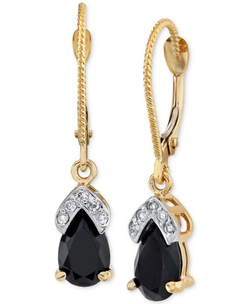 Onyx & Diamond Accent Leverback Drop Earrings in 14k Gold