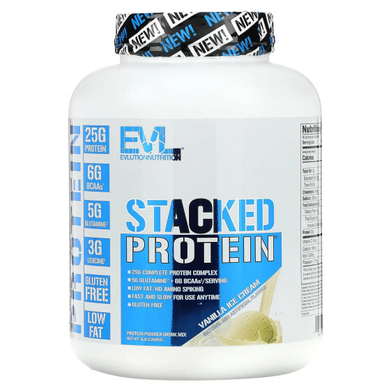Протеин ванильный Evlution Nutrition Stacked, 5 lb (2,268 кг)