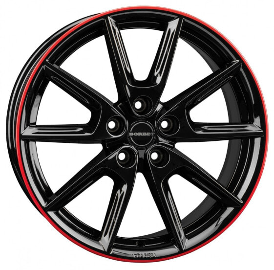 Borbet LX18 black glossy rim red 8x18 ET45 - LK5/108 ML72.5