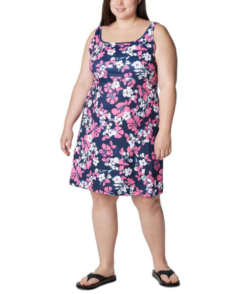 Синее женское платье Columbia pFG Plus Size Active Printed Freezer III Dress