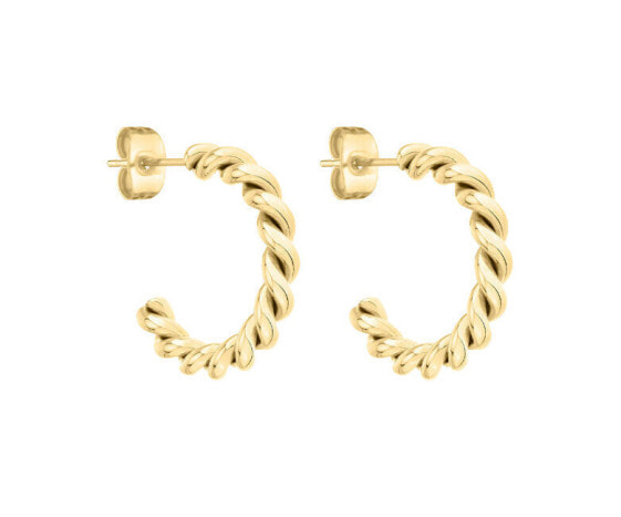 Gold-plated twisted hoop earrings TJE0232-918