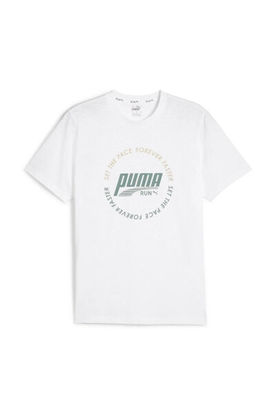 Футболка PUMA MEN"S GRAPHIC RUN EMBLEM Yeşil Erkek Kısa Kol