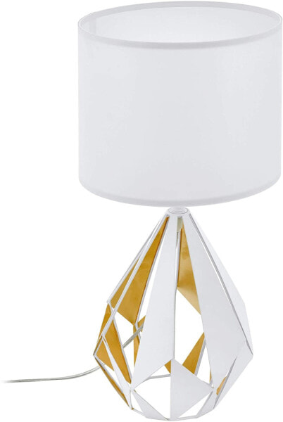Eglo Carlton 1 Pendant Light 1 Bulb Vintage Retro Steel Pendant Light, Colour: White, honey gold, Fitting: E27, diameter 31 cm
