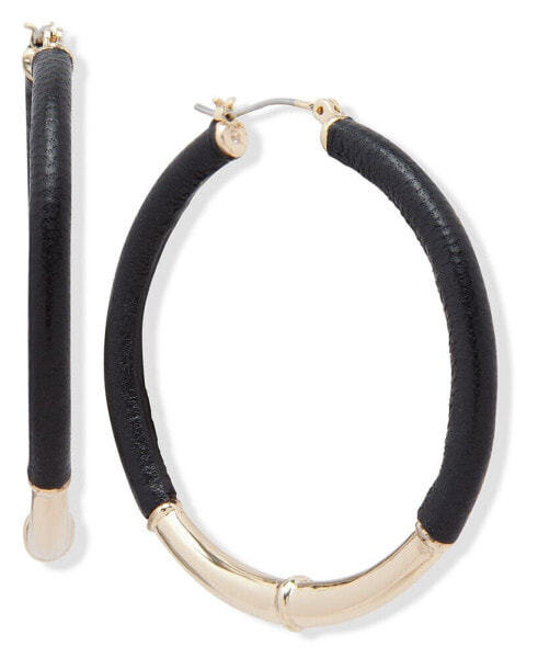 Medium Leather Hoop Earrings, 2"