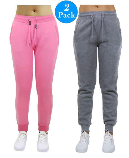 Women's Slim Fit Heavy Weight Fleece Lined Joggers - 2 Pack