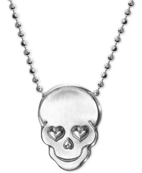 Love Skull Beaded Pendant Necklace in Sterling Silver