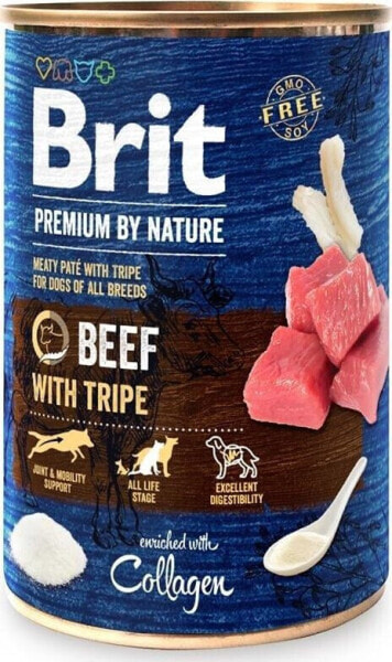 Влажный корм Brit Premium By Nature Говядина и Трепан пачка 400 г