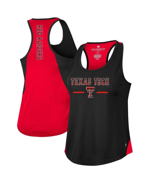 Women's Black Texas Tech Red Raiders Sachs 2-Hit Scoop Neck Racerback Tank Top