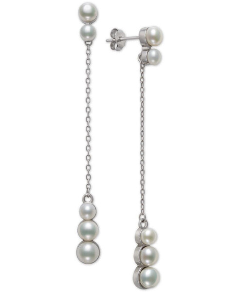 Cultured Freshwater Button Pearl (4-6mm) Linear Chain Drop Earrings in Sterling Silver, Created for Macy's