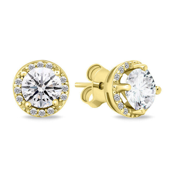 Sparkling gold-plated earrings with zircons EA601Y