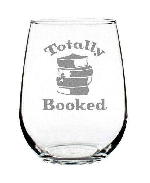 Totally Booked Book Lovers Gift Stem Less Wine Glass, 17 oz