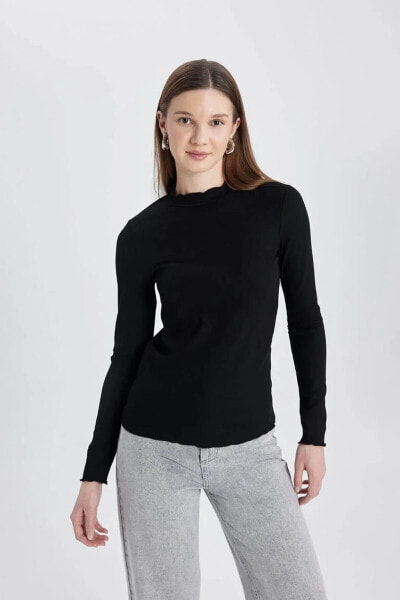 Kadın Uzun Kollu T-shirt Siyah B2389ax/bk81