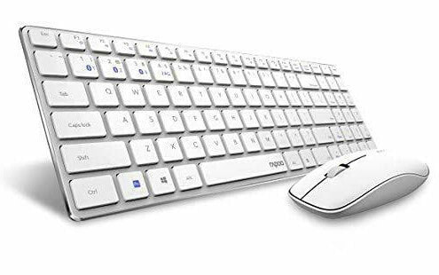 Rapoo 9300M - Full-size (100%) - RF Wireless + Bluetooth - Membrane - QWERTZ - White - Mouse included