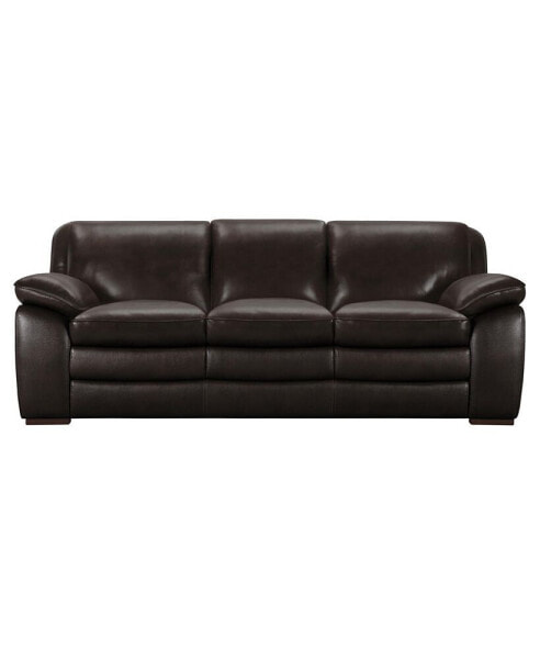 Zanna 91" Genuine Leather with Wood Legs in Contemporary Sofa