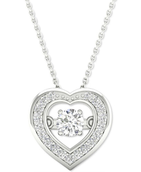 Twinkling Diamond Star diamond Heart Halo 18" Pendant Necklace (1/4 ct. t.w.) in 10k White Gold