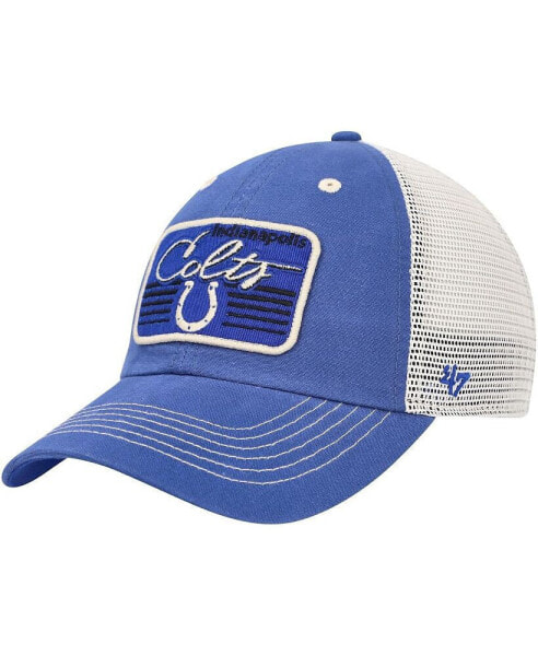 Men's Royal, Natural Distressed Indianapolis Colts Five Point Trucker Clean Up Adjustable Hat