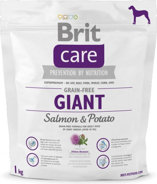 Сухой корм для собак Brit, Care Grain-free Giant, беззерновой, для собак больших пород, с лососем и картофелем, 1 кг