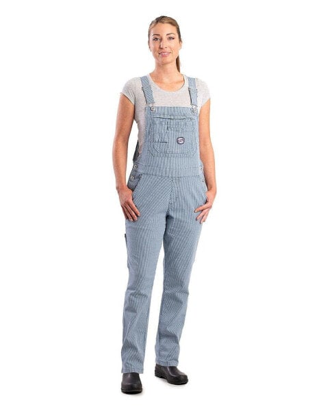 Petite Vintage Washed Flex Hickory Stripe Bib Overall