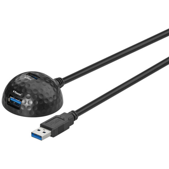 Wentronic Goobay USB 3.0 Hi-Speed Extension Cable with Desktop Foot, Black, USB 3.2 Gen 1 (3.1 Gen 1) Type-A, USB 3.2 Gen 1 (3.1 Gen 1) Type-A, 5000 Mbit/s, Black, Round cable, 1.5 m