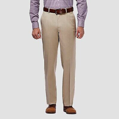 Haggar Men's Premium No Iron Classic Fit Flat Front Casual Pants - Khaki 34x34