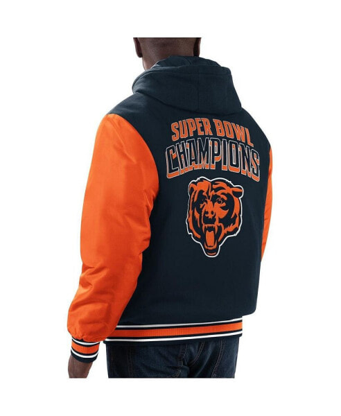 Men's Navy, Orange Chicago Bears Player Option Full-Zip Hoodie Jacket