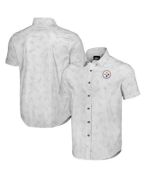 Рубашка мужская Fanatics коллекция NFL x Darius Rucker, прозрачная, с коротким рукавом, на пуговицах, Pittsburgh Steelers, белая