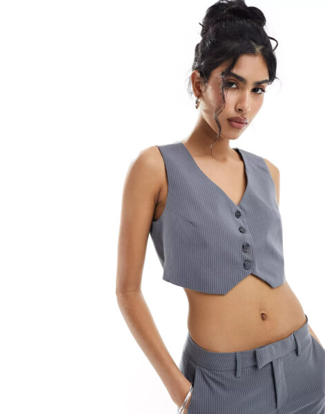 Bershka tailored waistcoat co-ord in grey