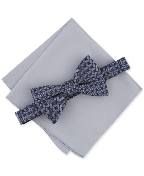 Men's Tolbert Patterned Bow Tie & Solid Pocket Square Set, Created for Macy's