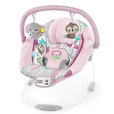 Шезлонг Bright Starts Cradling Bouncer Seat с вибрацией и мелодиями - Rosy Vines