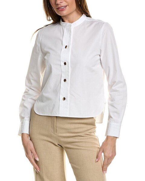 Lafayette 148 New York Band Collar Top Women's White Xs