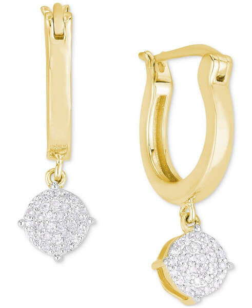 Серьги Macy's Diamond Hoop Dangle Silver Gold