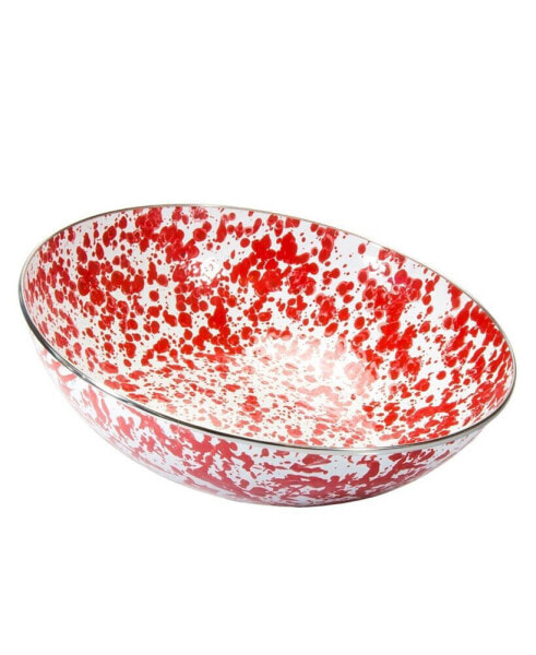 Red Swirl Enamelware Collection 5 Quart Serving Bowl