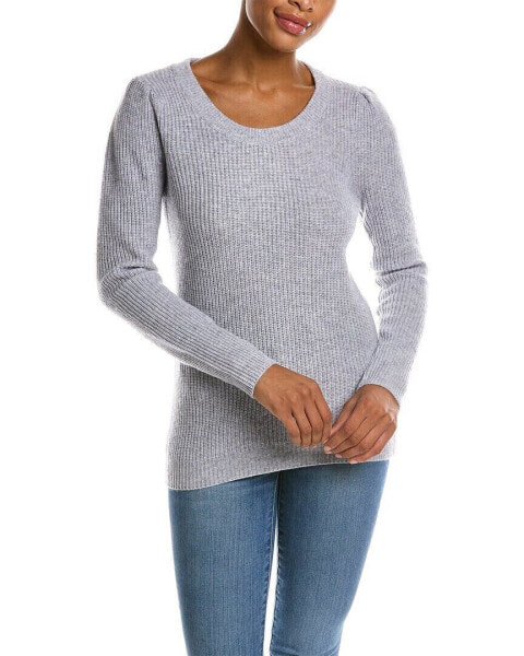 Qi Cashmere Puff Sleeve Wool & Cashmere-Blend Sweater Women's Grey S