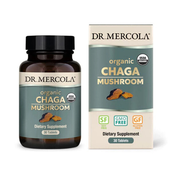 Dr. Mercola Organic Chaga Mushroom Антиоксидантная добавка на основе гриба чаги 30 таблетко