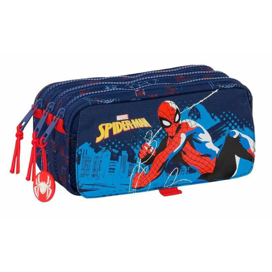 Тройной пенал Spider-Man Синий 21,5 x 10 x 8 cm