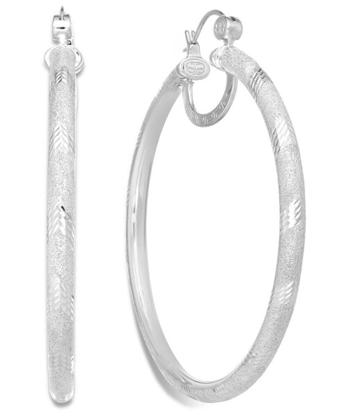 18K Gold over Sterling Silver Earrings, Laser and Diamond-Cut Extra Large Hoop Earrings (Also in Platinum Over Sterling Silver)