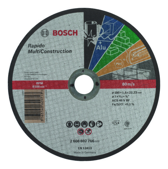 Bosch Trennscheibe gerade Rapido Multi Construction ACS 46 V BF, 180 mm, 1,6 mm