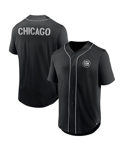 Men's Black Chicago Fire Third Period Fashion Baseball Button-Up Jersey
