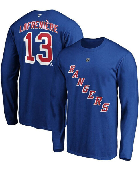 Men's Alexis Lafreniere Blue New York Rangers Authentic Stack Name and Number Long Sleeve T-shirt