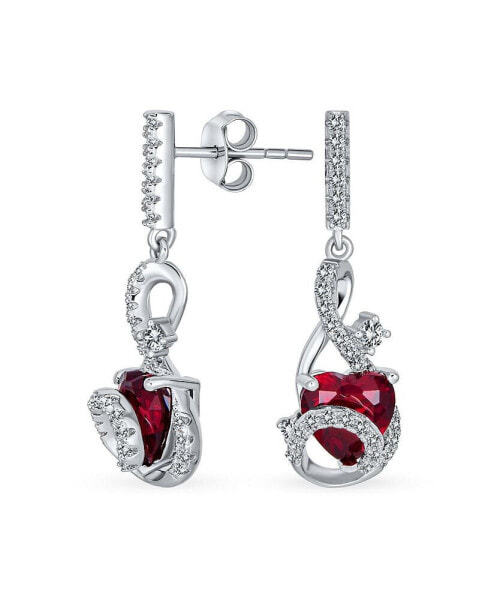 Серьги Bling Jewelry Infinity Swirl Ruby Heart